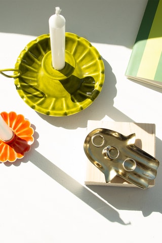 Keramische Kaarshouder - 18 cm - Groen