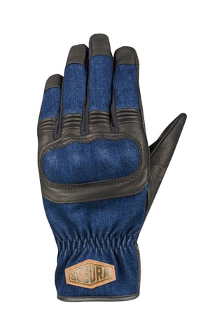 Gants en cuir de chèvre et jean Hunky - Noir et bleu marine - Segura