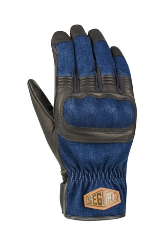Gants en cuir de chèvre et jean Hunky - Noir et bleu marine - Segura
