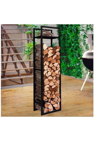 Range bûches avec étagères - 170 cm