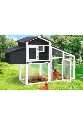 Galinheiro em madeira de pinho Cinzento e branco - Jardikt