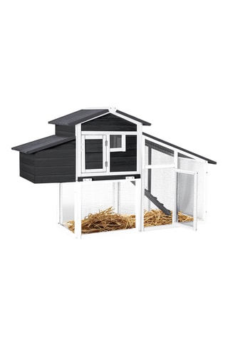 Galinheiro em madeira de pinho Cinzento e branco - Jardikt