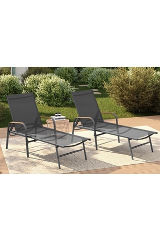 2 chaises longues inclinables Ozéa - 185 x 31 x 57 cm