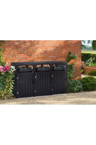 Cache-poubelles triple  - 221 x 80 x 120 cm