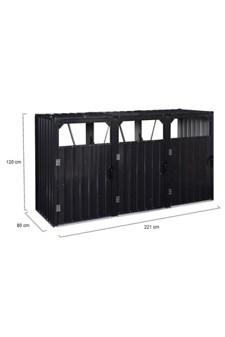 Cache-poubelles triple  - 221 x 80 x 120 cm