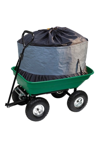 Chariot de jardin benne inclinable avec sac - 60 x 53,5 x 152 cm