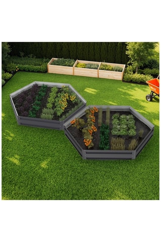 2 carrés de potager hexagonaux - 138,5 x 120 x 20 cm