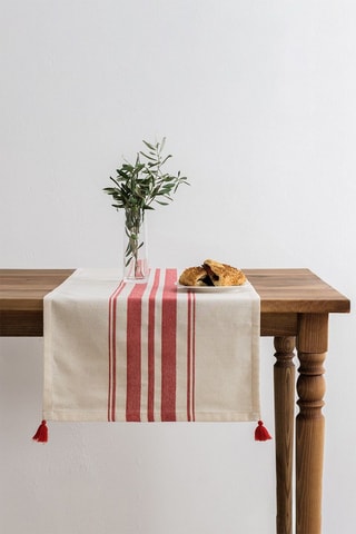 Nappe rectangulaire - Rouge et blanc - 50 x 150 cm 