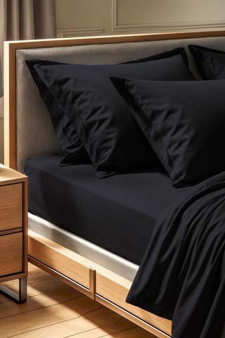 Drap-housse en coton renforcé 155 fils/cm² Tonne Grise - Noir