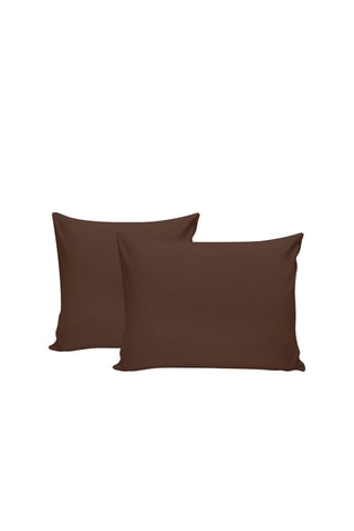 2 taies d'oreiller en coton renforcé 155 fils/cm² Tonne Brune - Marron foncé