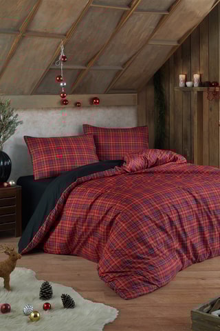 Parure de couette en coton 57 g/m² Iskoç - Rouge