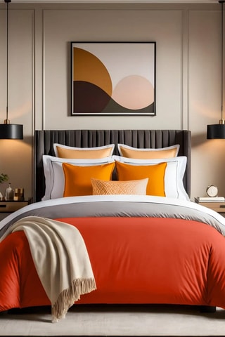 Housse de couette en coton renforcé 145 fils/cm² Tonne Orage - Orange