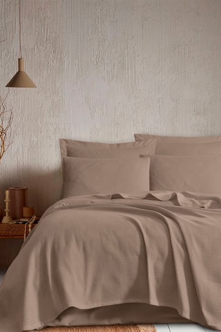 Couvre-lit Tonne en coton - Marron