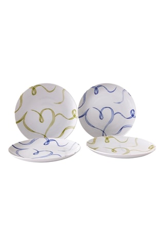 4 assiettes plates en porcelaine - 21 cm