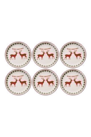 6 assiettes plates en céramique - 25,5 cm
