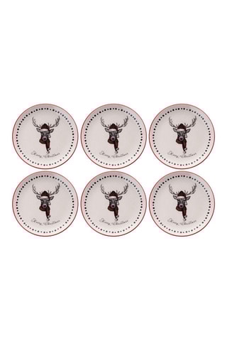 6 assiettes plates en céramique - 25,5 cm