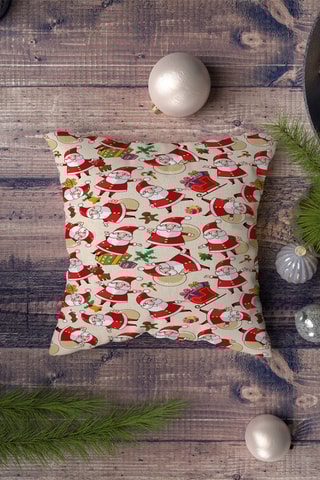 Coussin - Beige et rouge - 43 x 43 cm