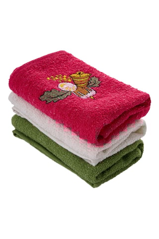 3 serviettes invité - Rouge et vert - 30 x 50 cm