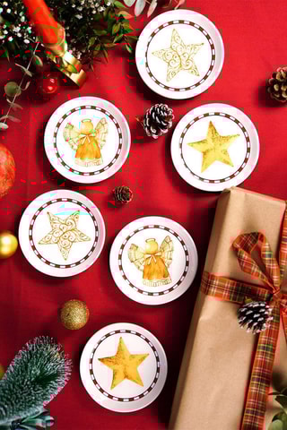 6 assiettes à dessert en céramique - 10 cm