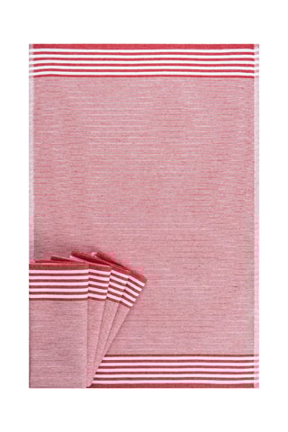 5 torchons - Rouge et blanc