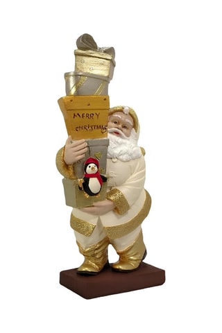 Figurine Père Noël - Ecru et doré