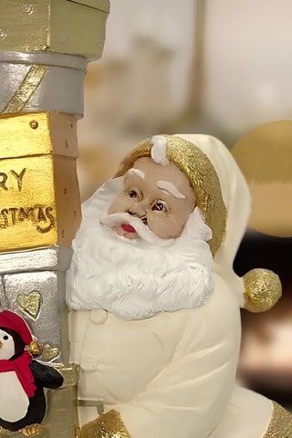 Figurine Père Noël - Ecru et doré