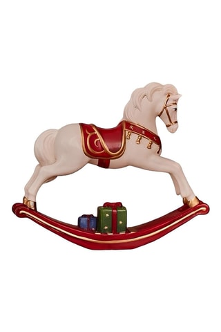 Figurine cheval à bascule - Blanc et rouge
