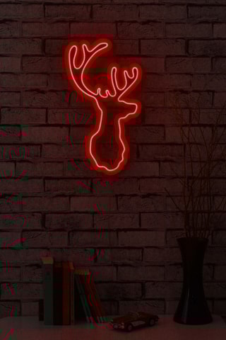Cerf mural LED - Rouge