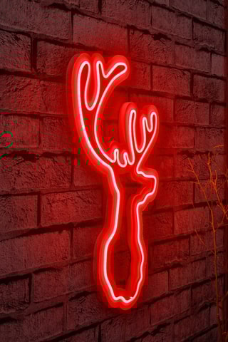Cerf mural LED - Rouge