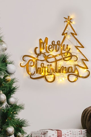 Décoration murale avec guirlande lumineuse - Doré