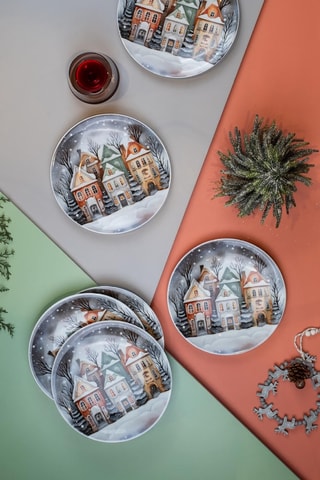 6 assiettes à dessert en porcelaine - 21 cm