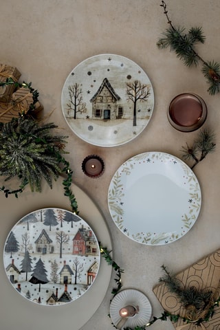 6 assiettes à dessert en porcelaine - 21 cm