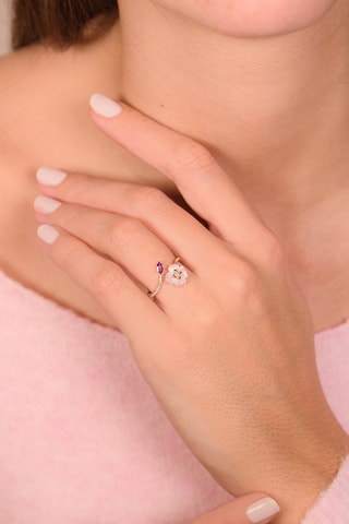 Bague Prisca - Or jaune, diamants, améthyste et nacre