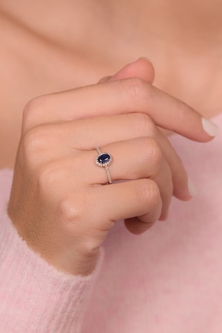 Ring Courtoisie - Witgoud, Diamanten en Saffier