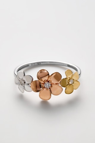 Ring Ikebana Geelgoud, Roségoud, Witgoud en Diamanten 0,05 Karaat/3