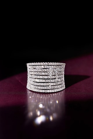 Ring Neuf Rangs Scintillants -  Witgoud en Diamanten 1 Karaat/197