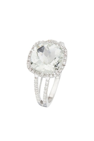 Ring Divine Améthyste Verte - Witgoud, Diamanten 0,1 Karaat/32 en Amethisten