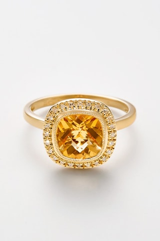 Bague Antique Stone - Or jaune, diamants et citrine
