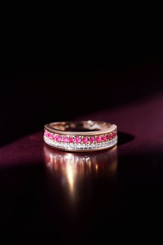 Ring Doublé Roségoud Robijn en Diamanten