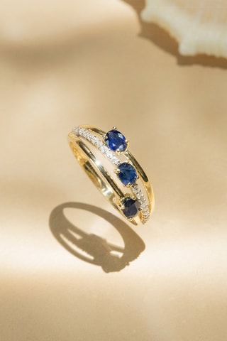 Bague Trio de Saphir - Or jaune, diamants et saphirs