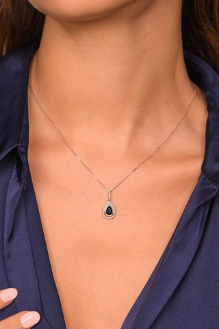 Hanger Azurite Witgoud, Diamanten en Saffier