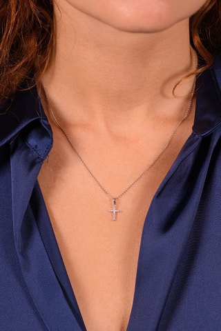 Hanger Croix du Bonheur Witgoud en Diamanten