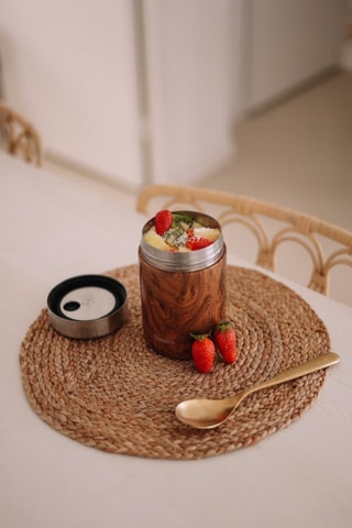 Boîte à lunch isotherme en acier inoxydable Wood - 60 cl