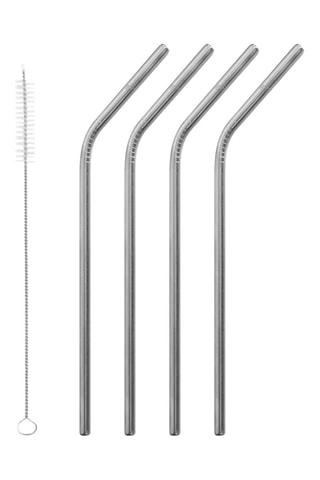 4 pailles coudées et goupillon en acier inoxydable Originals