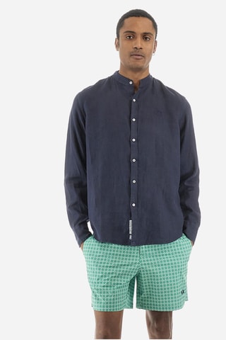 Chemise regular en lin - Bleu marine