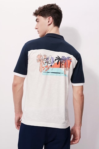 Polo - 
Blanc et bleu marine