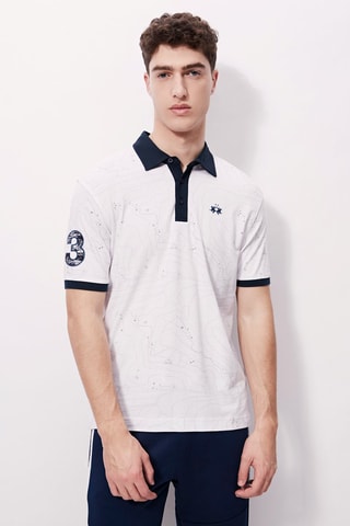 Polo - 
Blanc et bleu marine