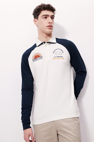 Polo - 
Blanc et bleu marine