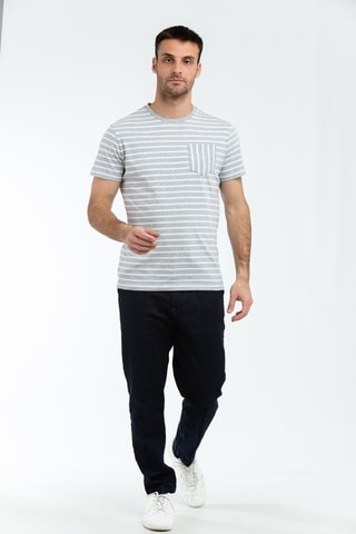 T-shirt - Gris clair chiné et blanc