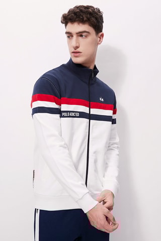Sweat - 
Blanc et bleu marine